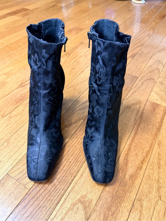 Via Spiga Shoes - Via Spiga Black Floral Jacquard Ankle Booties